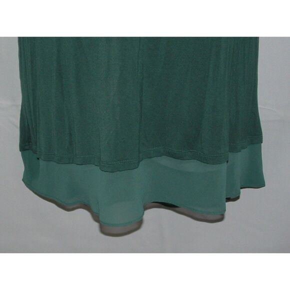 LOGO LORI GOLDSTEIN Green Plus Sz 1X Soft Stretchy Tunic Shirt & Vest 2 Pc Set - Picture 4 of 5